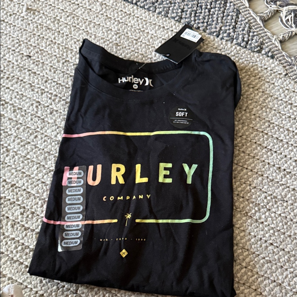 Hurley Black T-Shirt with Multicolor Graphic